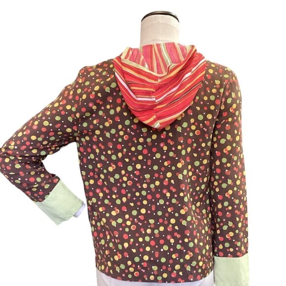 VTG Anne Carson Silk Hooded Full Zip Jacket Top Mixed Print Sz S #36Q - Picture 5 of 8